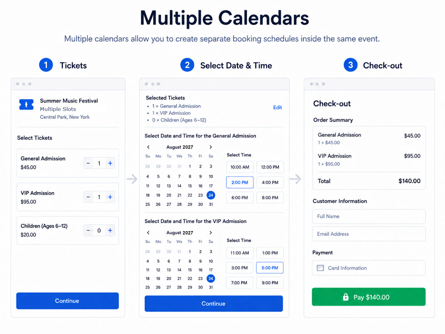 Booking Calendar and Booking Flow Explained 5 Multiple Calendars