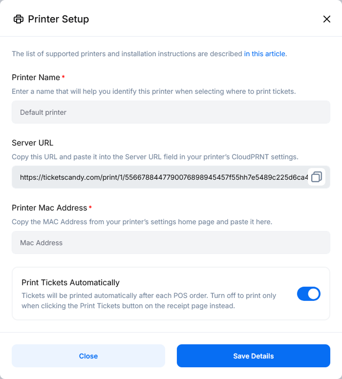 printer tc add printer